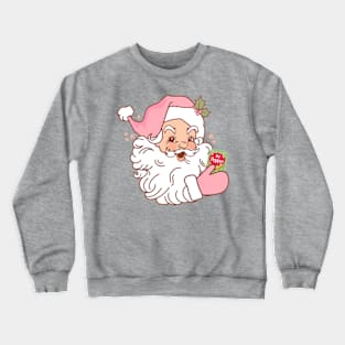 Pink retro Santa  drinking a soda Crewneck Sweatshirt